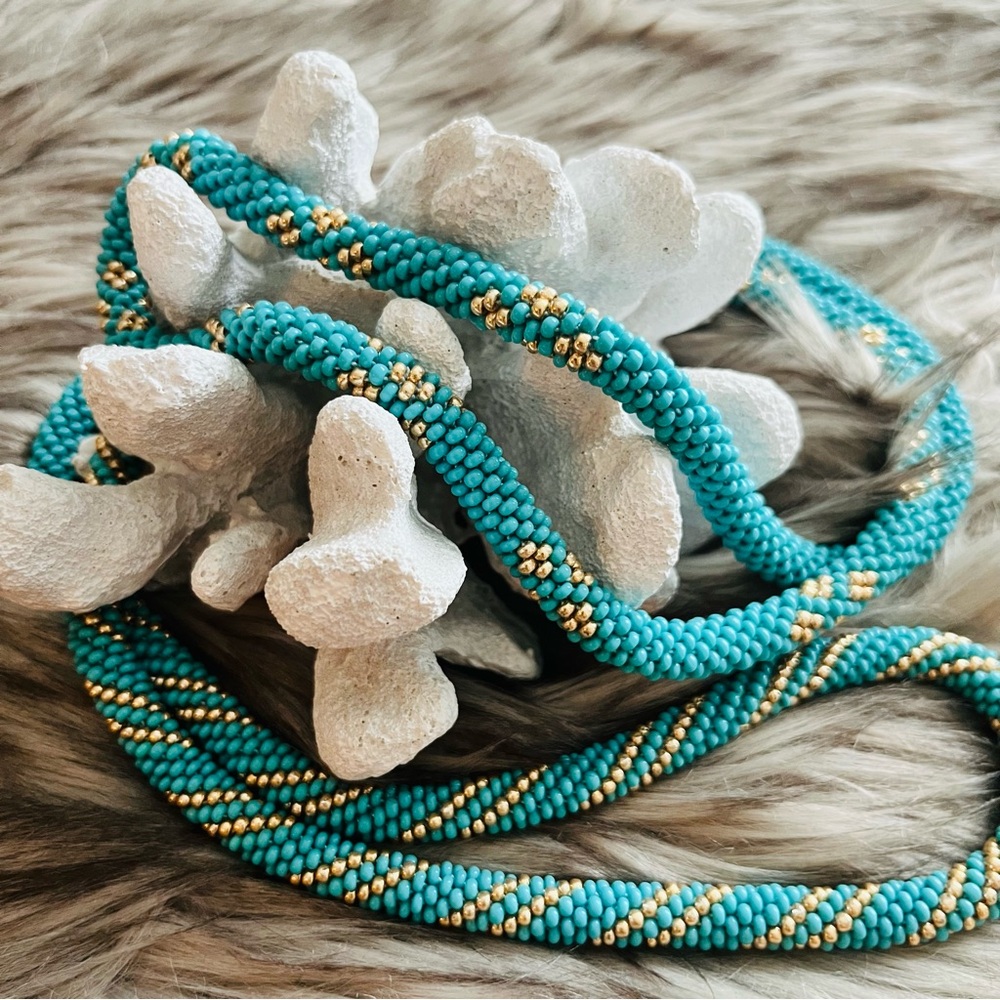 Long bead crochet necklace